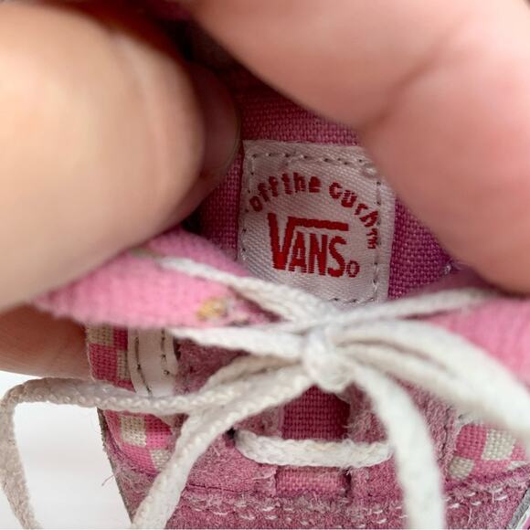 Vans Infant Old Skool Crib Trainers Checkered Pink/White Size 4 Casual Sneakers - Picture 6 of 11